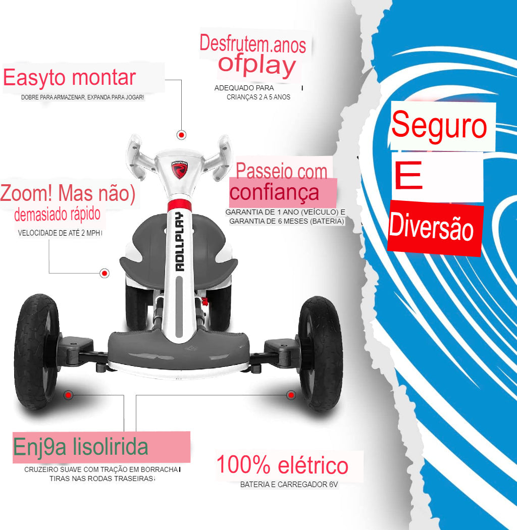 Mini Kart elétrico infantil [BATERIA RESERVA GRATIS]