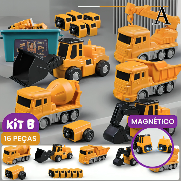 ConstructPlay™ - Carrinho de Montagem Magnética para Robô