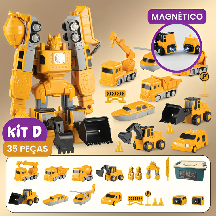 ConstructPlay™ - Carrinho de Montagem Magnética para Robô